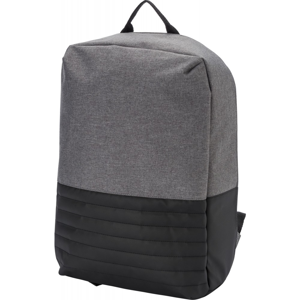 Printed PVC (600D + 300D) anti-theft backpack, black (Backpacks)
