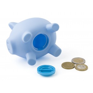 PVC piggy bank Roger, light blue (Games)