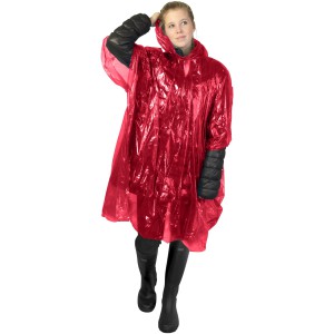 Ziva disposable rain poncho with storage pouch, Red (Raincoats)