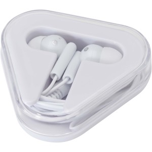 Rebel earbuds with recycled plastic storage box, White (Earphones, headphones)