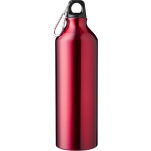 Recycled aluminium bottle (750 ml) Makenna, red (Sport bottles)