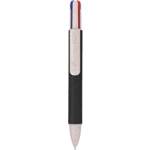 Recycled carton four-color ballpen Deborah, black (Multi-colored, multi-functional pen)