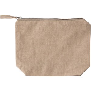 Recycled cotton cosmetic bag (180 gsm) Cressida, Brown/Khaki (Cosmetic bags)