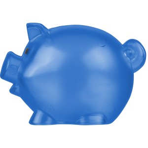 Recycled PS plastic piggy bank Vivi, cobalt blue
