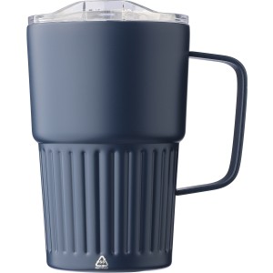 Recycled stainless steel travel mug (450 ml) Calo, blue