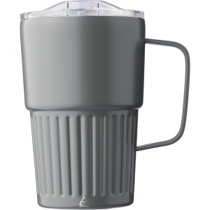 Recycled stainless steel travel mug (450 ml) Calo, grey