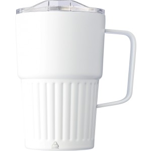 Recycled stainless steel travel mug (450 ml) Calo, white