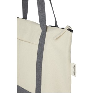 Repose 320 g/m2 recycled cotton zippered tote bag 10L, Natural, Heather grey (cotton bag)