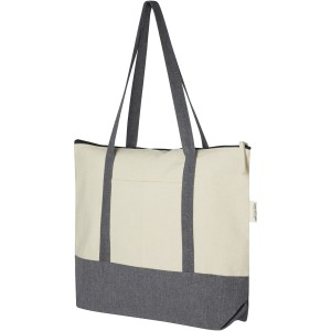 Repose 320 g/m2 recycled cotton zippered tote bag 10L, Natural, Heather grey (cotton bag)