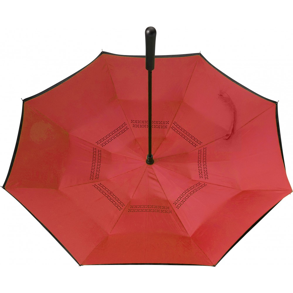 Reversible, twinlayer umbrella, red (Umbrellas) Reklámajándék.hu Ltd.