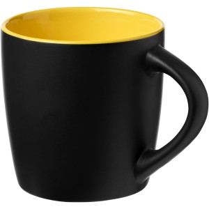 Riviera 340 ml ceramic mug, solid black,Yellow (Mugs)