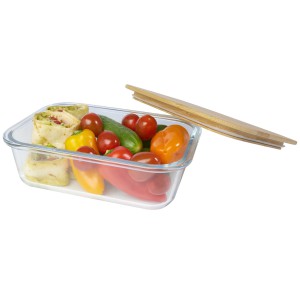 Roby glass lunch box with bamboo lid, Natural, Transparent c (Kitchen glass)