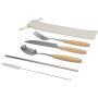 Root 5-piece stainless steel and beech wood cutlery set, Nat