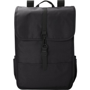 RPET Polyester (300D) flap backpack Lyric, black