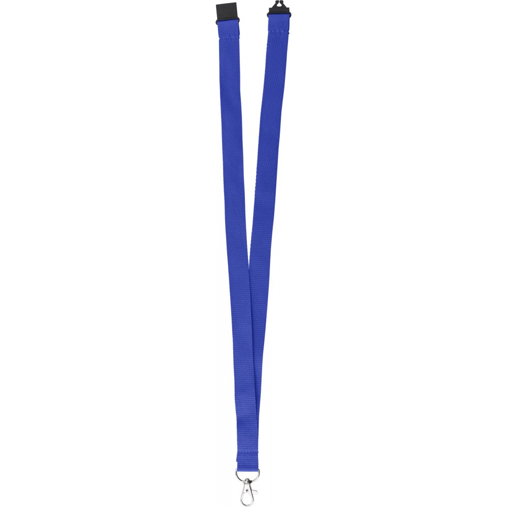 Printed RPET lanyard Saskia, cobalt blue (Lanyard, armband, badge holder)