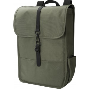 RPET Polyester (300D) flap backpack Lyric, green (Backpacks)