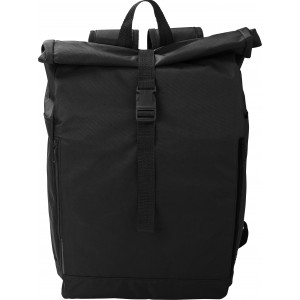 RPET polyester (600D) rolltop backpack Evie, black