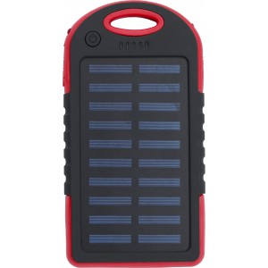 Rubberized ABS solar power bank Aurora, red (Powerbanks)