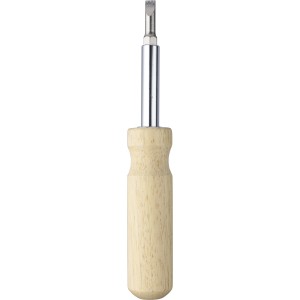Rubberwood screwdriver set Leni, brown