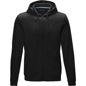 Ruby men's GOTS organic GRS recycled full zip hoodie, Solid black (Pullovers)