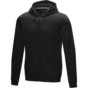 Ruby men's GOTS organic GRS recycled full zip hoodie, Solid black (Pullovers)