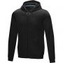 Ruby men's GOTS organic GRS recycled full zip hoodie, Solid black