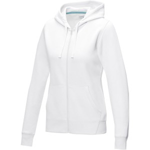 Ruby women's GOTS organic GRS recycled full zip hoodie, White (Pullovers)