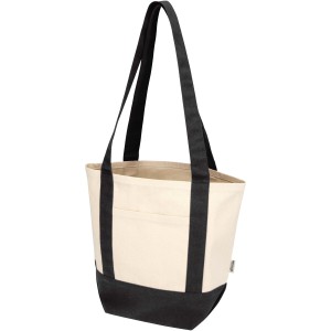 Sam 320 g/m2 GRS recycled mini cotton tote bag, Black, Natur