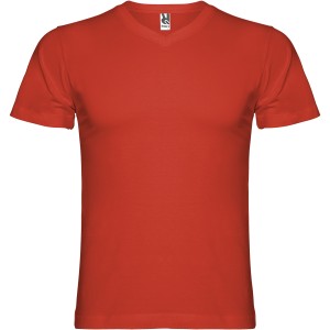 Samoyedo short sleeve men's v-neck t-shirt, Red (T-shirt, 90-100% cotton)