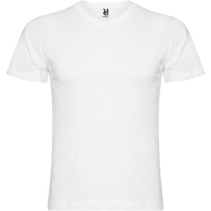 Samoyedo short sleeve men's v-neck t-shirt, White (T-shirt, 90-100% cotton)