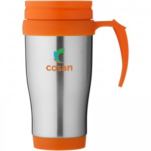 Sanibel 400 ml insulated mug, Silver,Orange (Mugs)