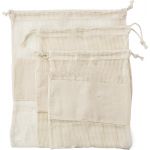 Set of three reusasable cotton mesh produce bags Adele, khak (9339-13)