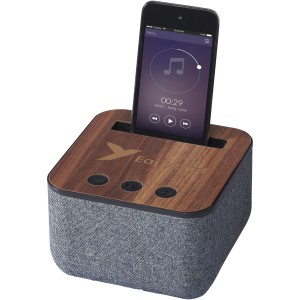 Shae fabric and wood Bluetooth(r) speaker, Wood, Brown (Speakers, radios)