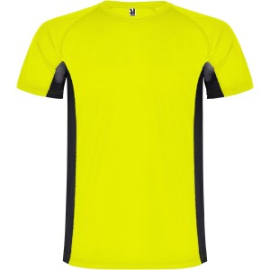 Shanghai short sleeve men's sports t-shirt, Fluor Yellow, Solid black