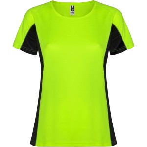 Shanghai short sleeve women's sports t-shirt, Fluor Green, Solid black
