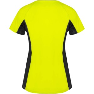 Shanghai short sleeve women's sports t-shirt, Fluor Yellow, Solid black