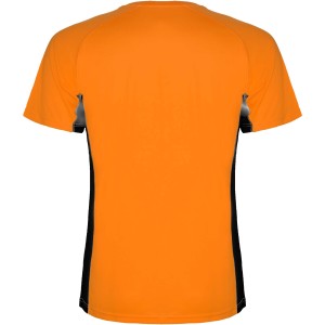 Shanghai short sleeve kids sports t-shirt, Fluor Orange, Solid black (T-shirt, mixed fiber, synthetic)