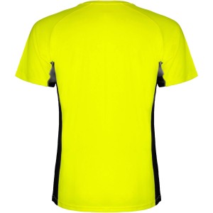 Shanghai short sleeve kids sports t-shirt, Fluor Yellow, Solid black (T-shirt, mixed fiber, synthetic)