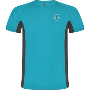 Shanghai short sleeve kids sports t-shirt, Turquois, Dark Lead (T-shirt, mixed fiber, synthetic)