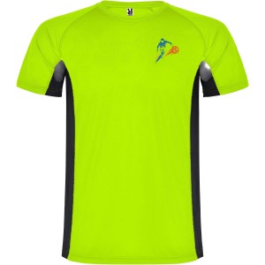 Shanghai short sleeve men's sports t-shirt, Fluor Green, Solid black (T-shirt, mixed fiber, synthetic)