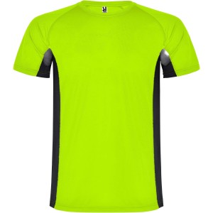 Shanghai short sleeve men's sports t-shirt, Fluor Green, Solid black (T-shirt, mixed fiber, synthetic)