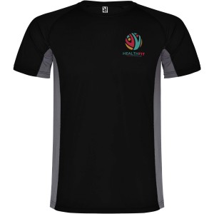 Shanghai short sleeve men's sports t-shirt, Solid black, Dark Lead (T-shirt, mixed fiber, synthetic)