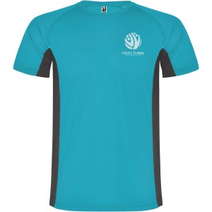 Shanghai short sleeve men's sports t-shirt, Turquois, Dark Lead (T-shirt, mixed fiber, synthetic)