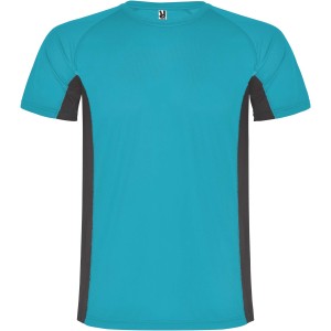 Shanghai short sleeve men's sports t-shirt, Turquois, Dark Lead (T-shirt, mixed fiber, synthetic)