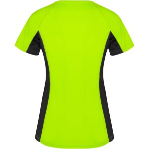 Shanghai short sleeve women's sports t-shirt, Fluor Green, Solid black (T-shirt, mixed fiber, synthetic)