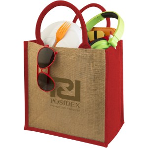 Chennai tote bag made from jute, Natural,Red (Shopping bags)