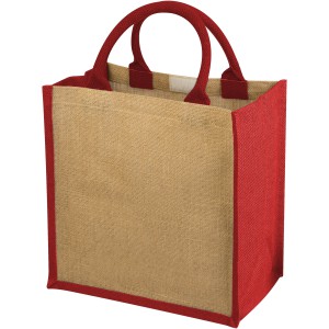 Chennai tote bag made from jute, Natural,Red (Shopping bags)
