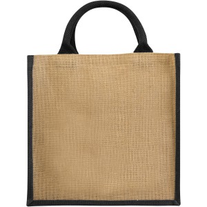 Chennai tote bag made from jute, Natural, solid black (Shopping bags)