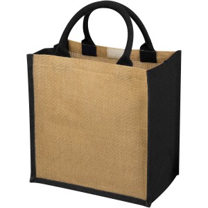 Chennai tote bag made from jute, Natural, solid black (Shopping bags)