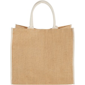 Harry large tote bag made from jute, Natural,White (cotton bag)